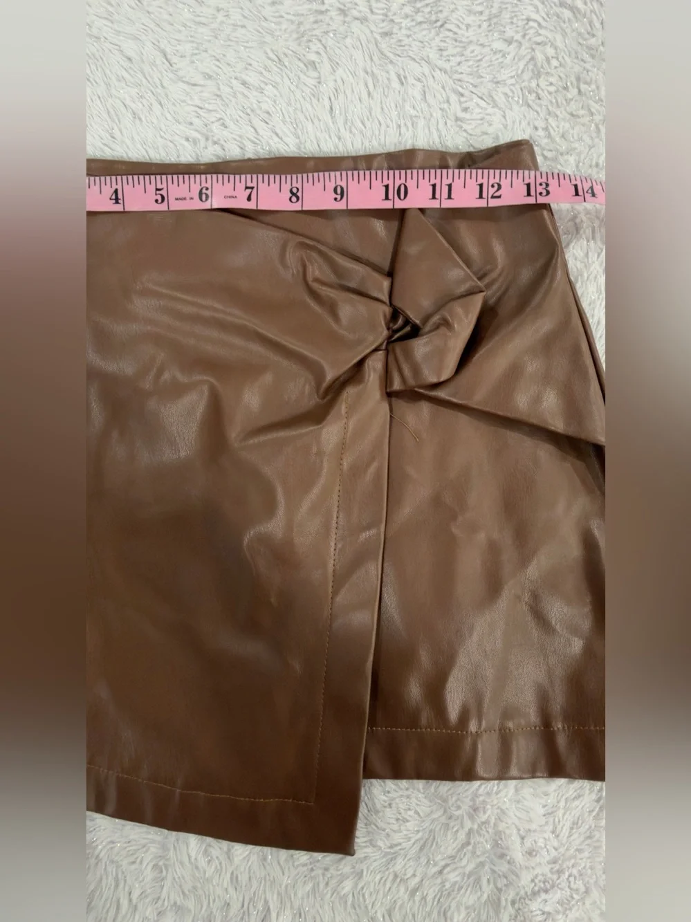 Princess Polly Brown Faux Leather Wrap Mini Skirt with Side Knot - Picture 9 of 12